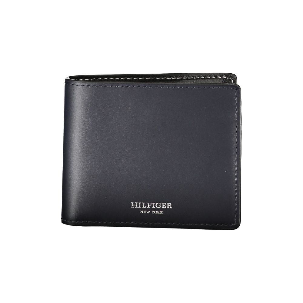 Elegante portafoglio bifold in pelle blu