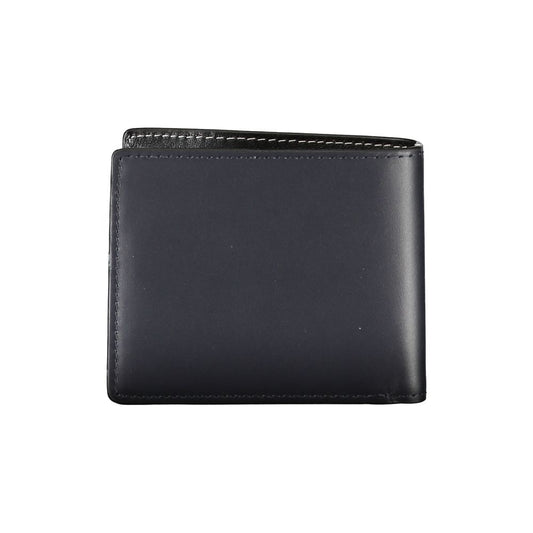 Elegante portafoglio bifold in pelle blu