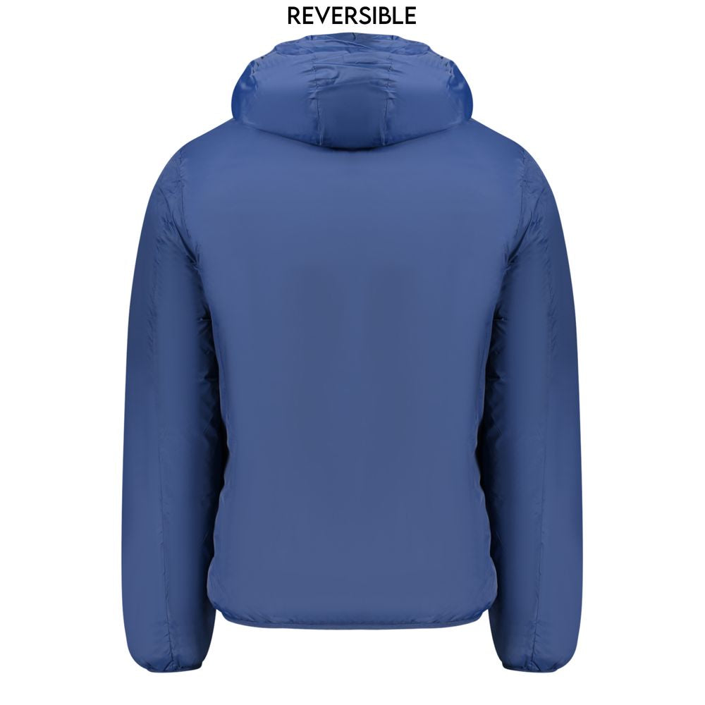 Blue Polyamide Men's Reversible Jacket