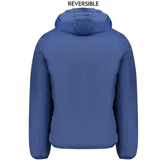 Blue Polyamide Men's Reversible Jacket