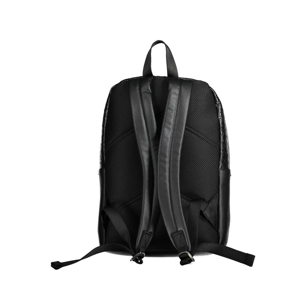 Black Polyester Men Backpack