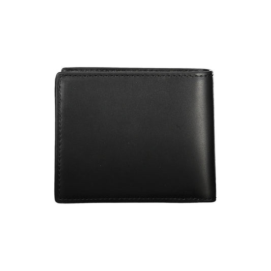 Elegante portafoglio da uomo in pelle nera bifold