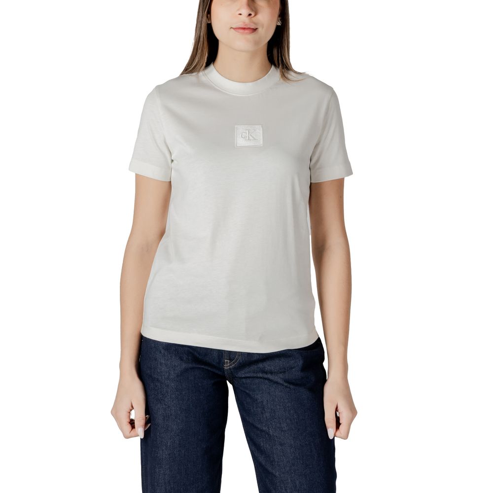 Top e T-shirt in cotone color crema