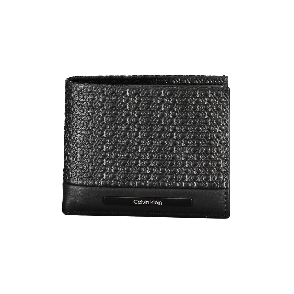 Elegante schwarze Lederbrieftasche mit Kontrastdetails