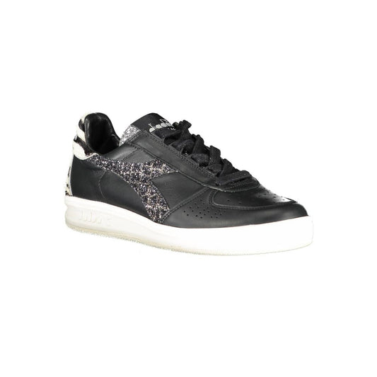 Black Leather Womens Sneaker