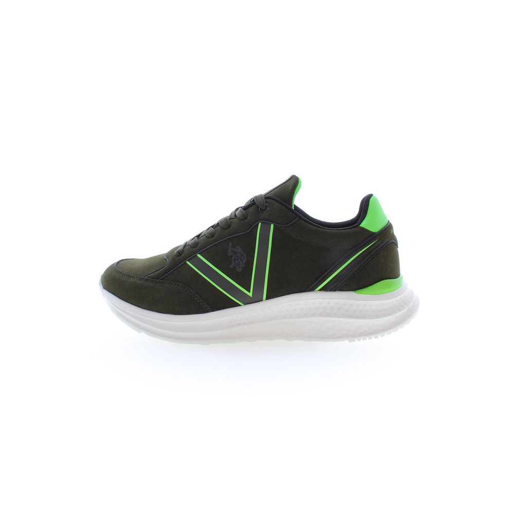 Green Polyester Men Sneaker