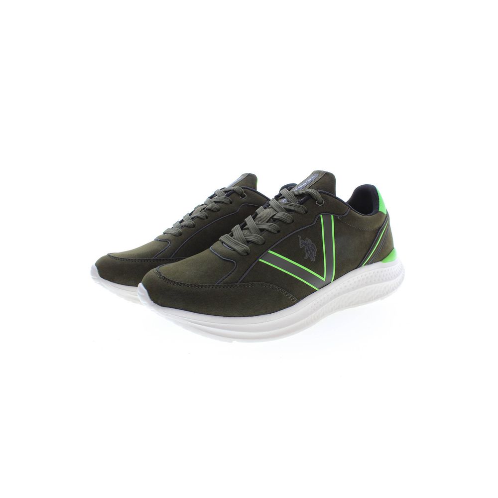 Green Polyester Men Sneaker