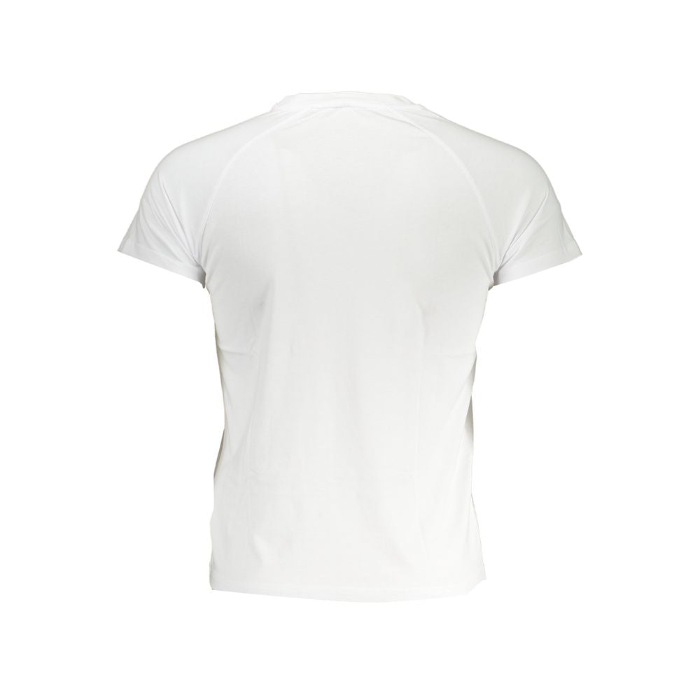 Sleek White Crew Neck Tee with Logo Accent