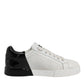 Dolce & Gabbana White Black Logo Portofino Men Sneaker Shoes