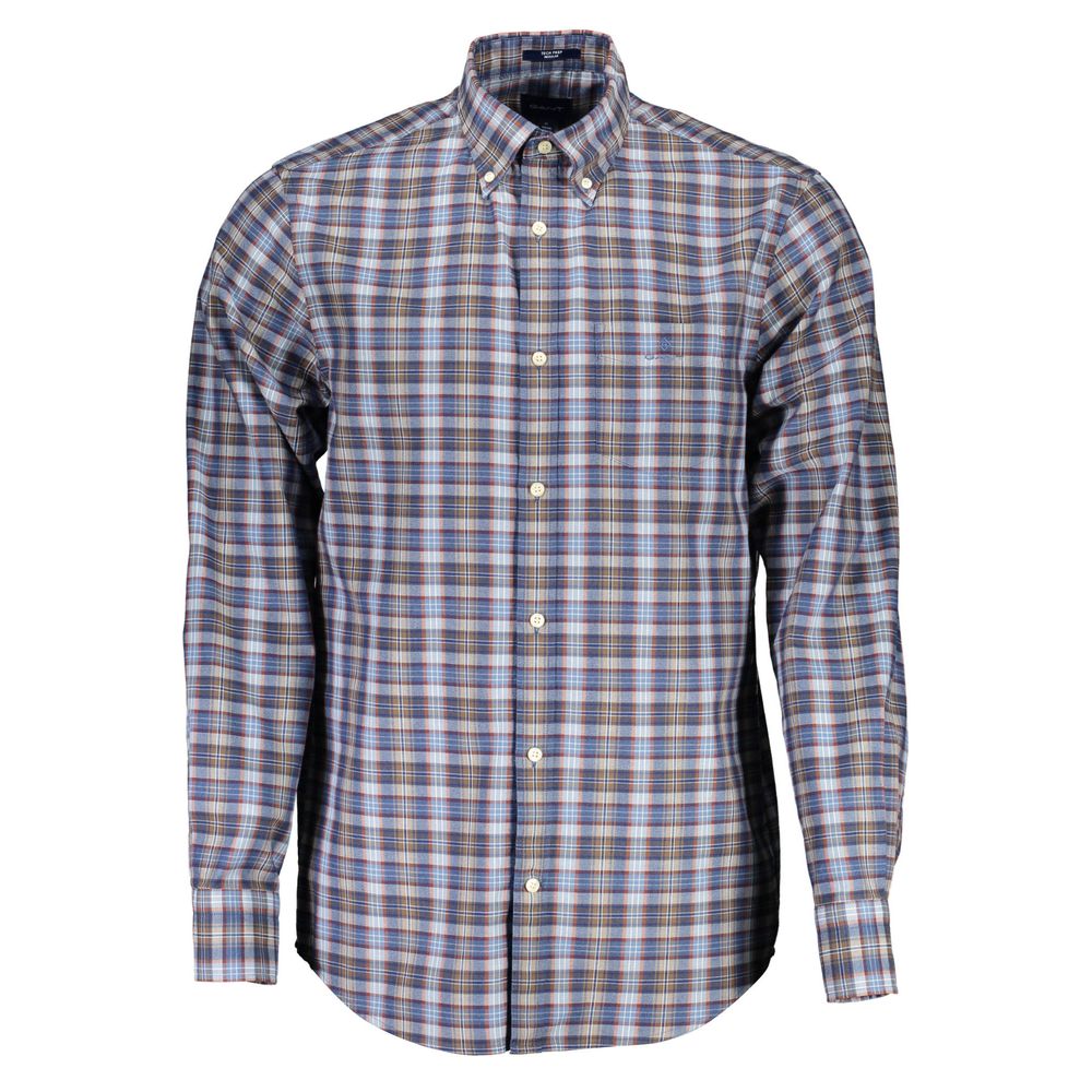 Camicia da uomo in cotone blu