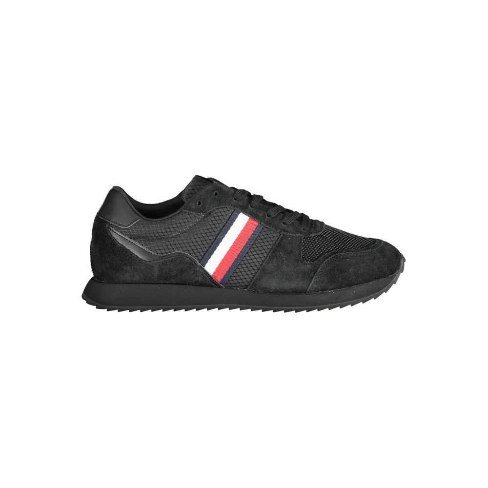 Schwarze Leder Herren Sneaker