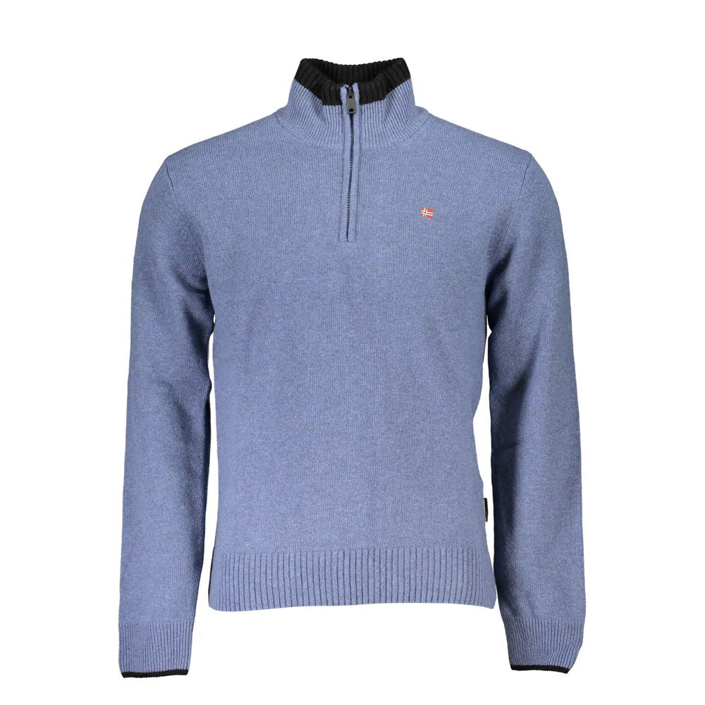 Blauer Stoff Herrenpullover