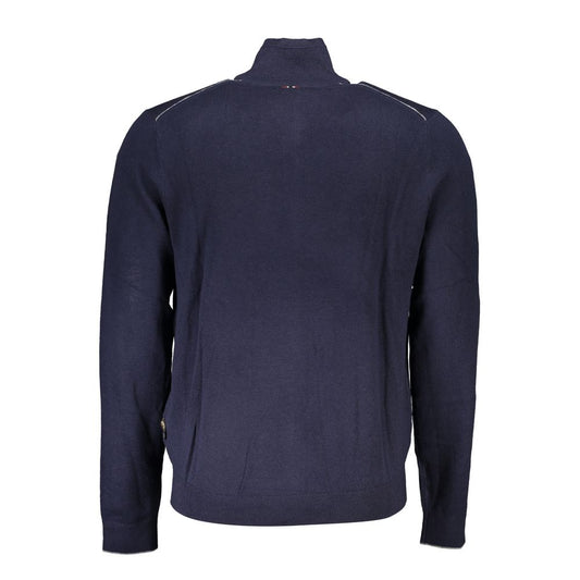 Blauer Stoff Herrenpullover