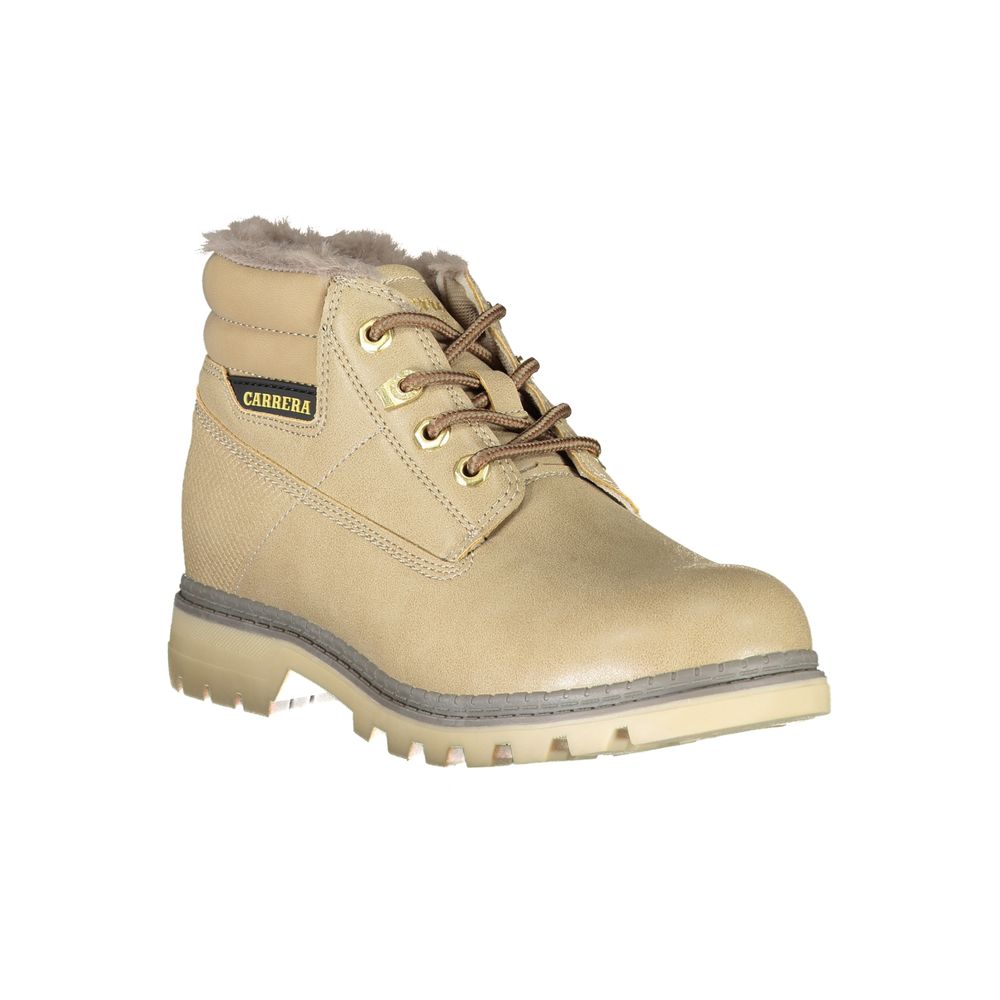 Beige Schnürstiefel mit Kontrastdetails