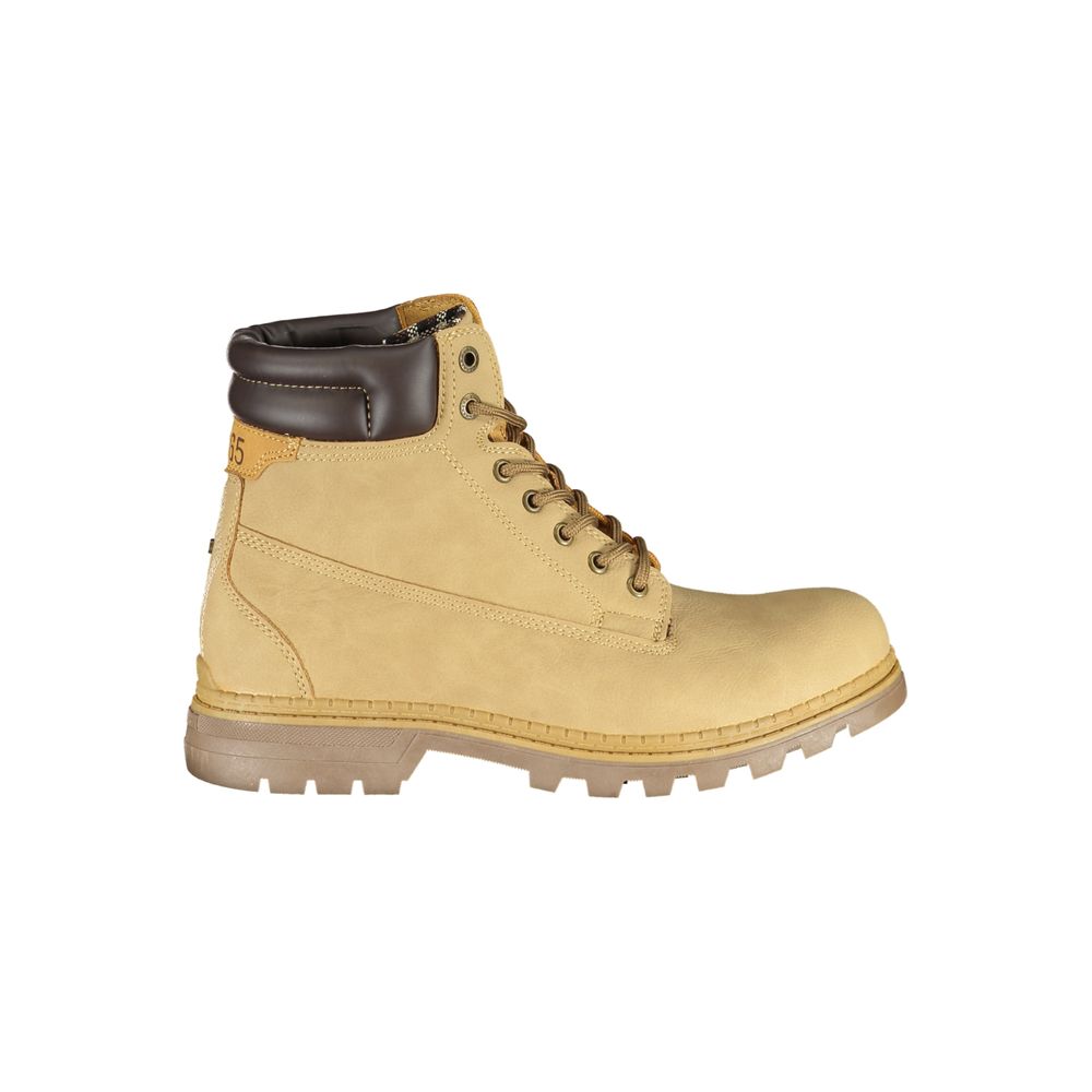 Beige Schnürstiefel mit Kontrastdetail