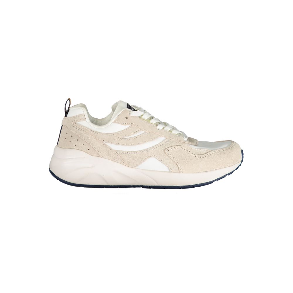 Sneakers beige con lacci e dettagli a contrasto