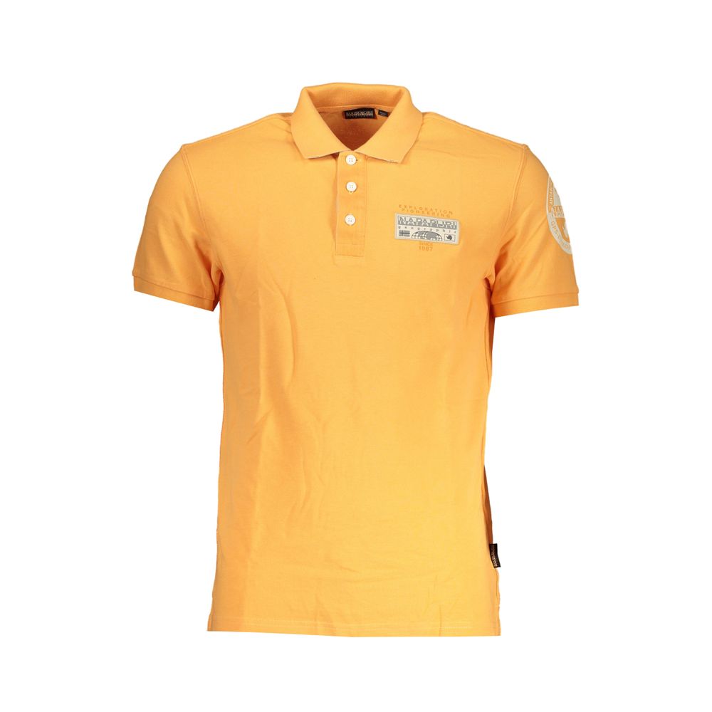 Schickes orangefarbenes Poloshirt mit Kontrastdetails