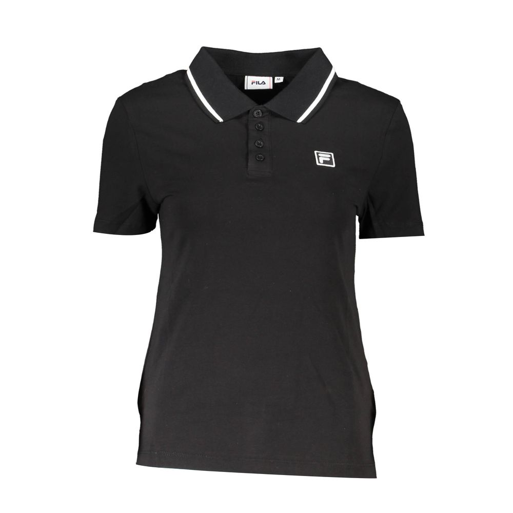 Schwarzes Poloshirt aus Baumwolle für Damen