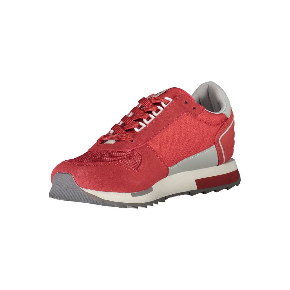 Red Polyester Men Sneaker