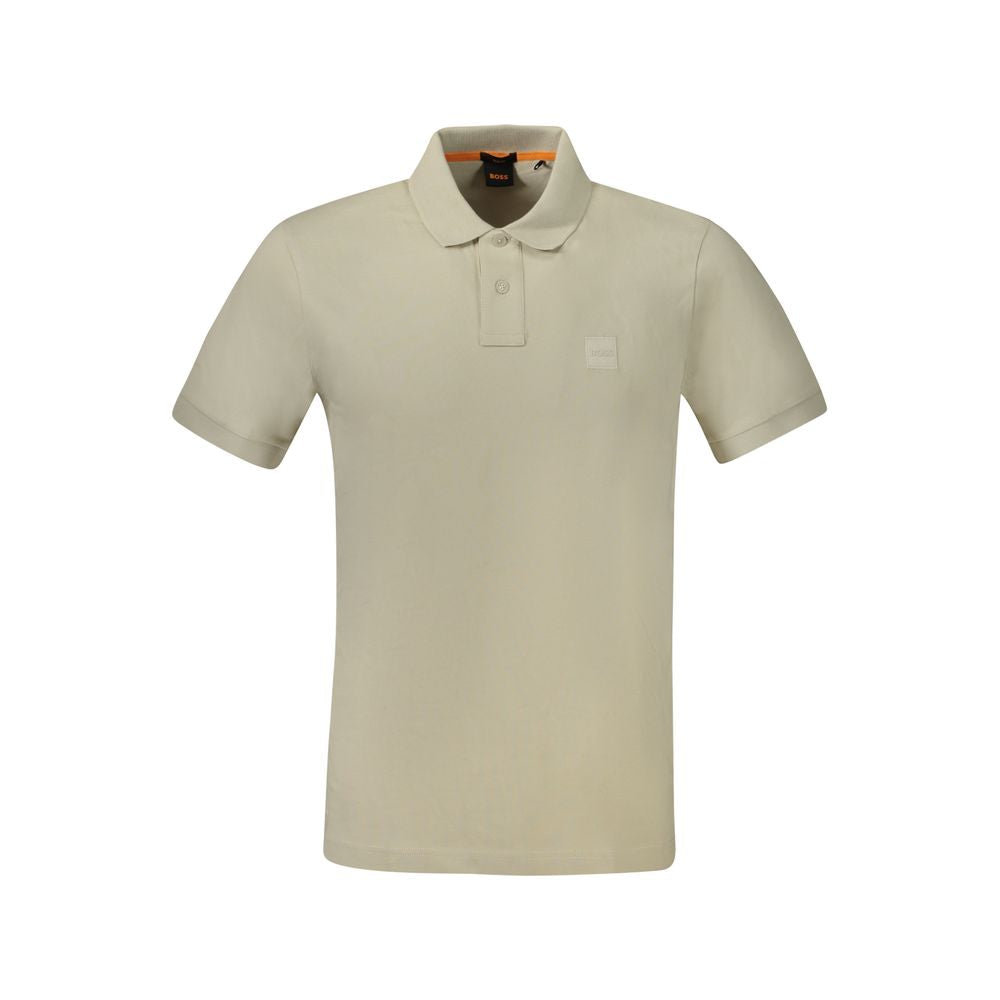 Beige Cotton Men Polo Shirt