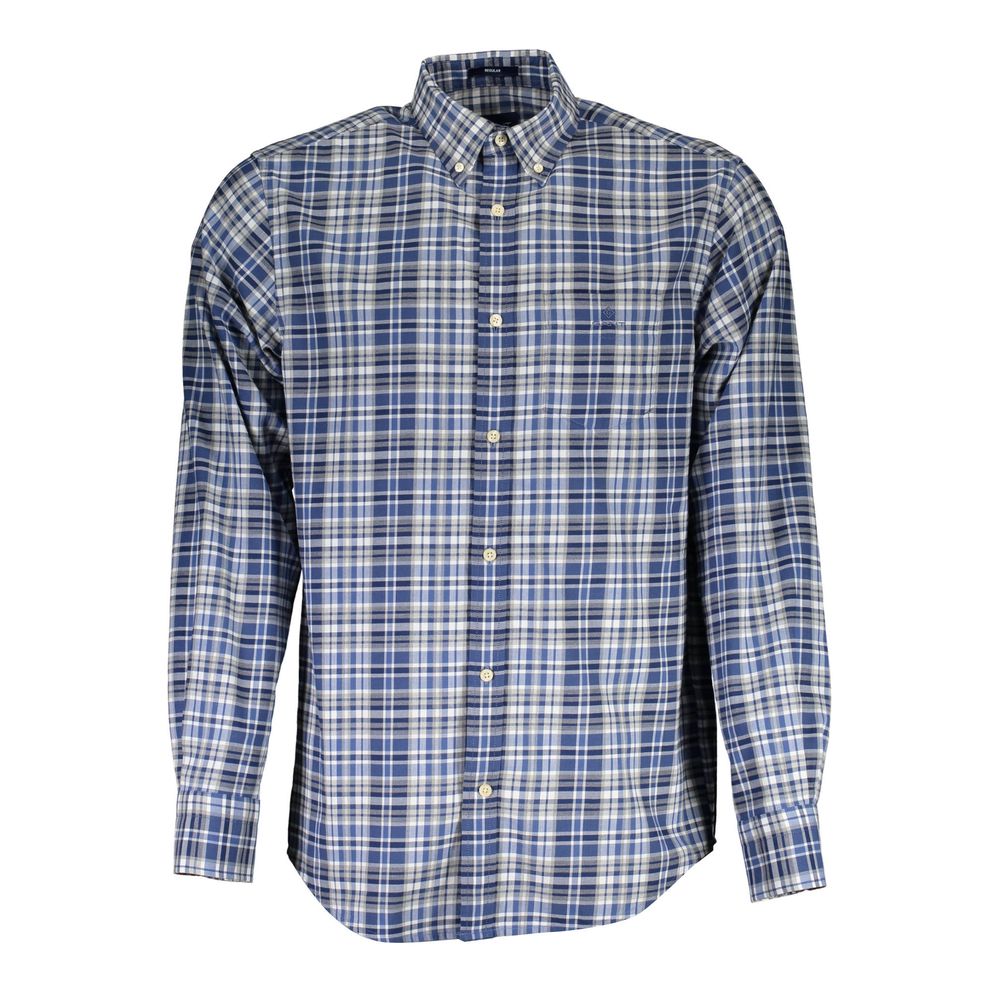 Camicia da uomo in cotone blu