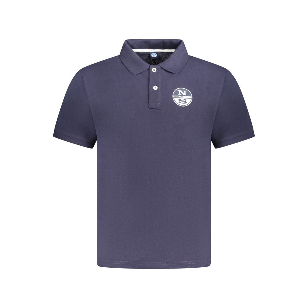 Blue Cotton Men Polo Shirt