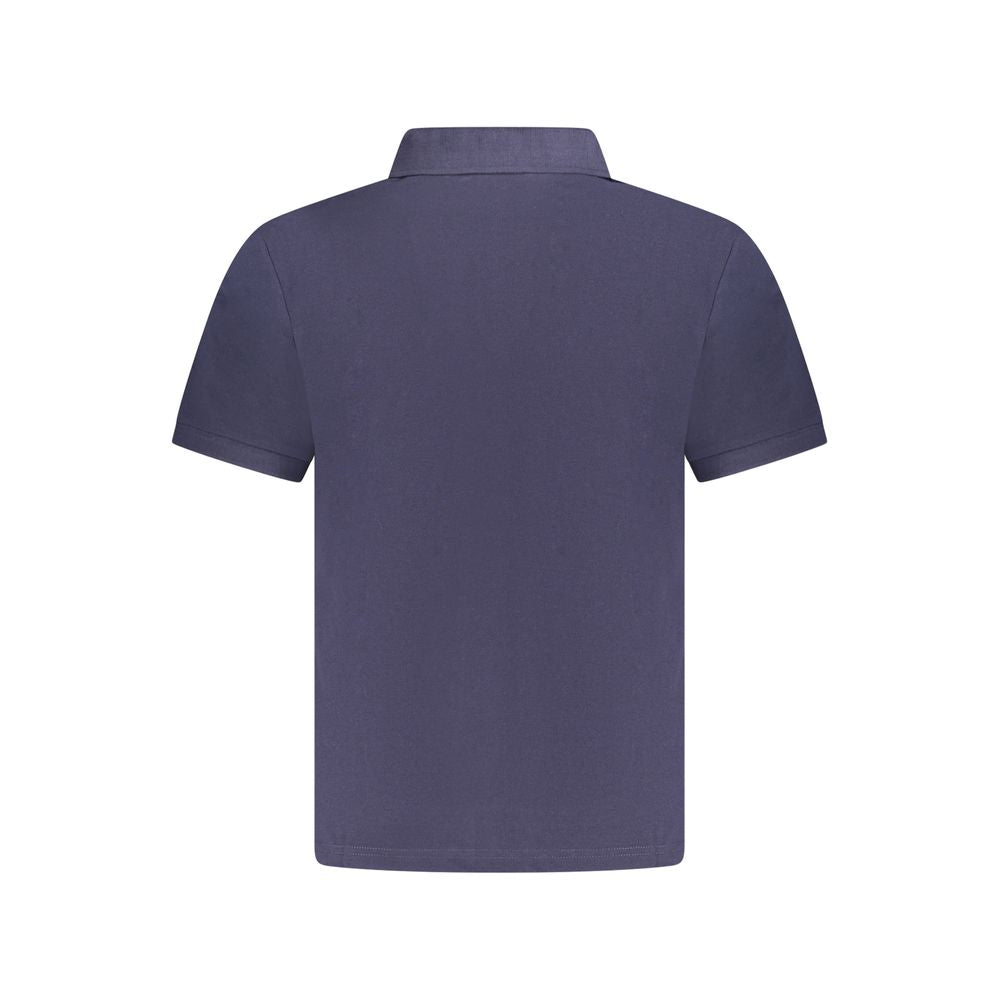 Blue Cotton Men Polo Shirt