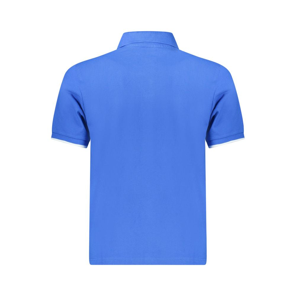 Blue Cotton Men Polo Shirt