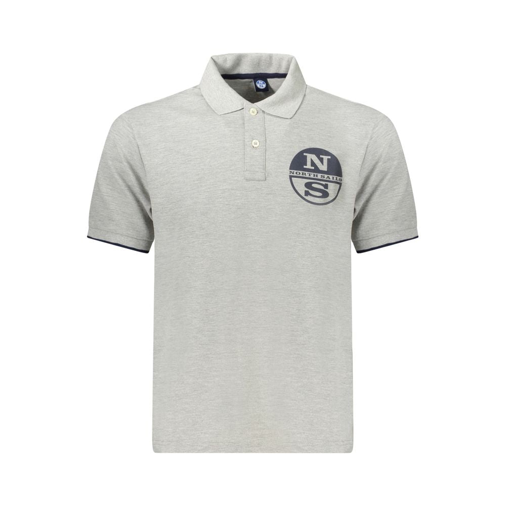 Gray Cotton Men Polo Shirt