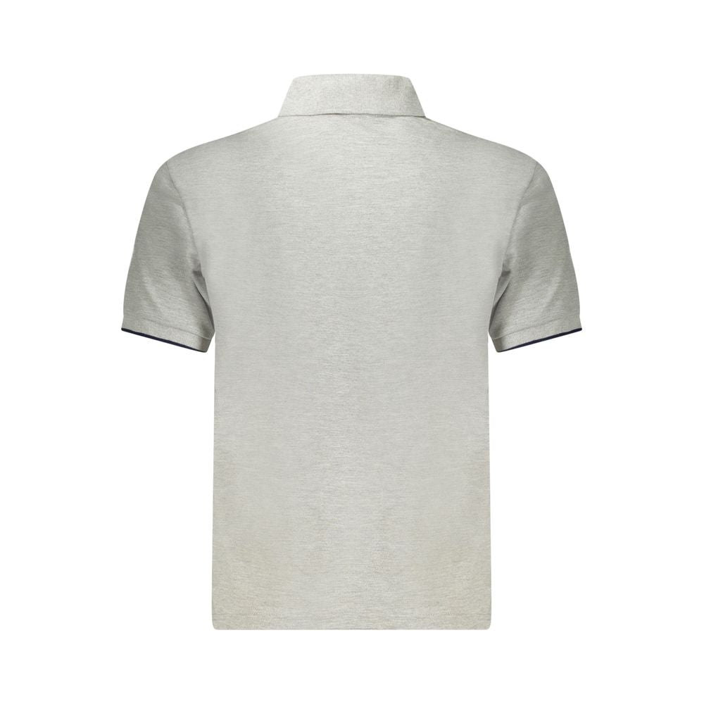 Gray Cotton Men Polo Shirt