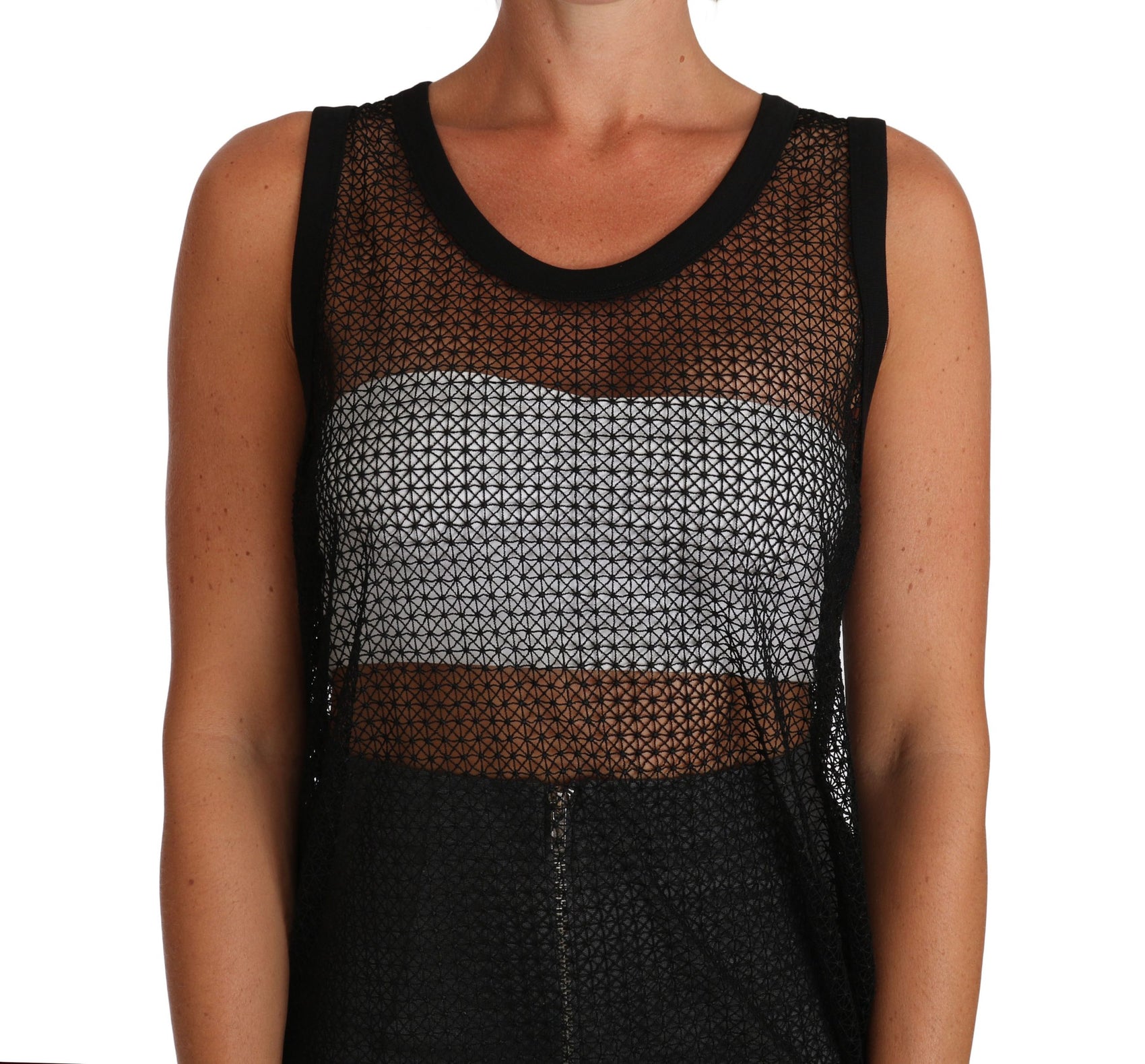 Elegantes ärmelloses schwarzes Netztop