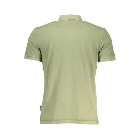 Green Cotton Men Polo Shirt