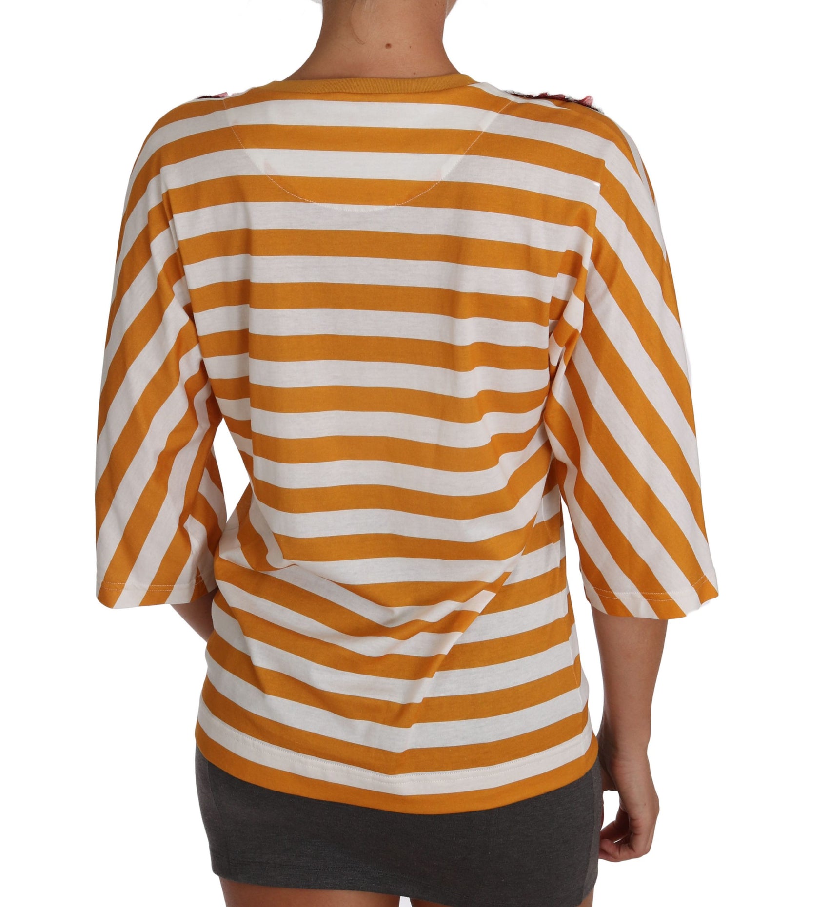 FIRENZE Paillettenbluse in Orange und Weiß