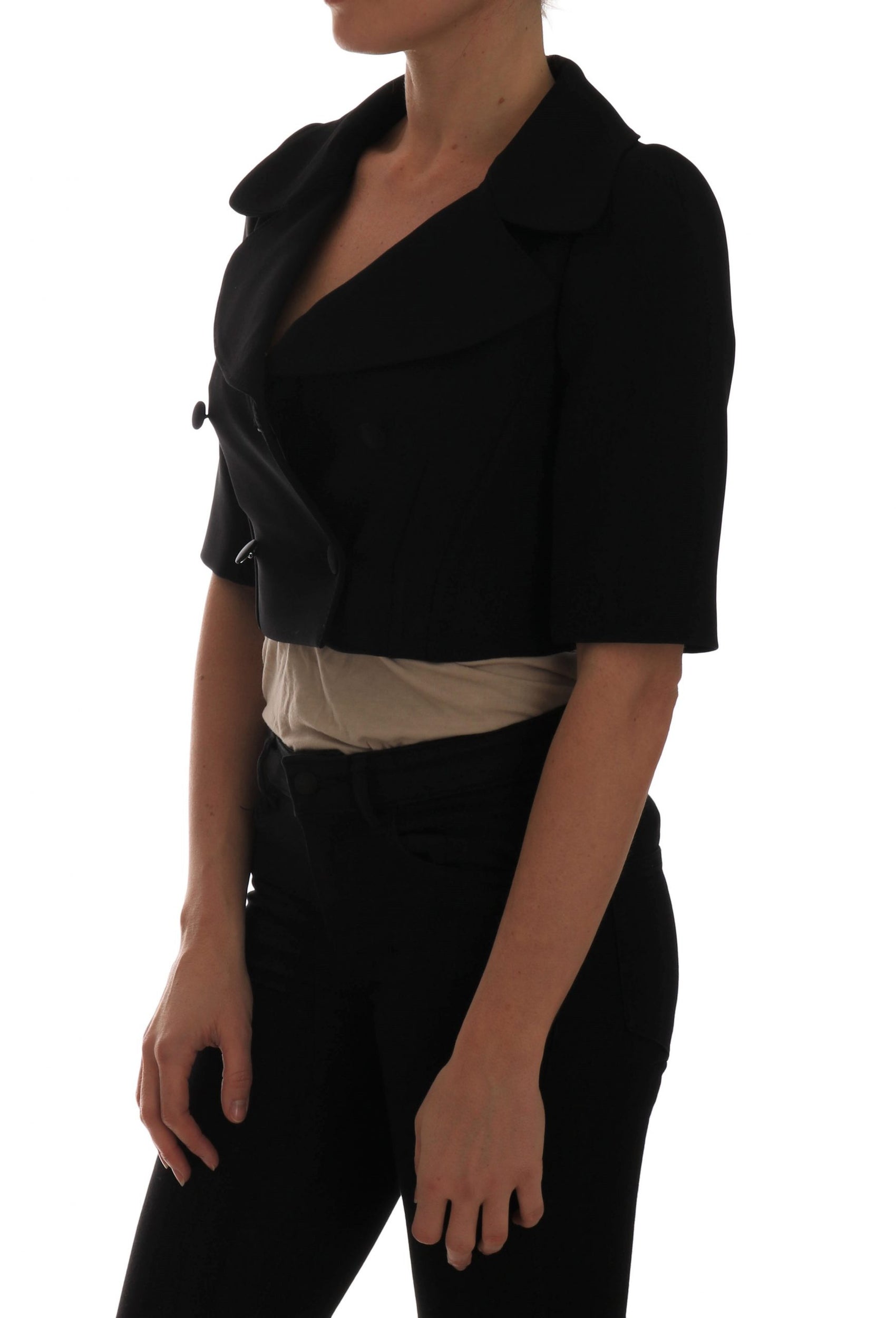 Blazer doppiopetto corto nero chic