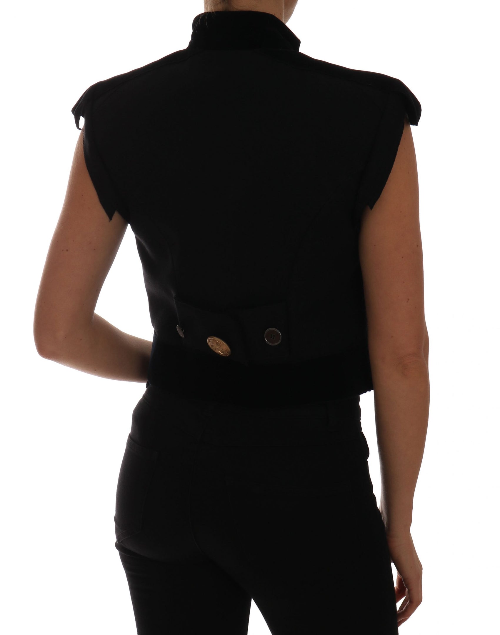 Gilet in stile militare nero decorato