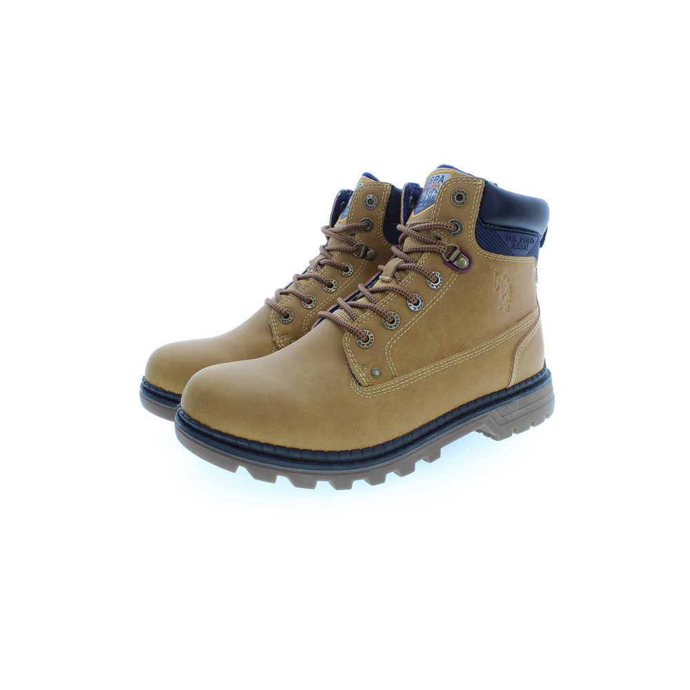 Beige Polyester Men Boot