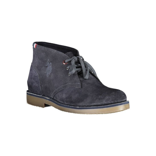 Blue Leather Men Ankle Boot