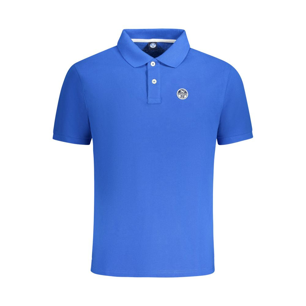 Blue Cotton Men Polo Shirt