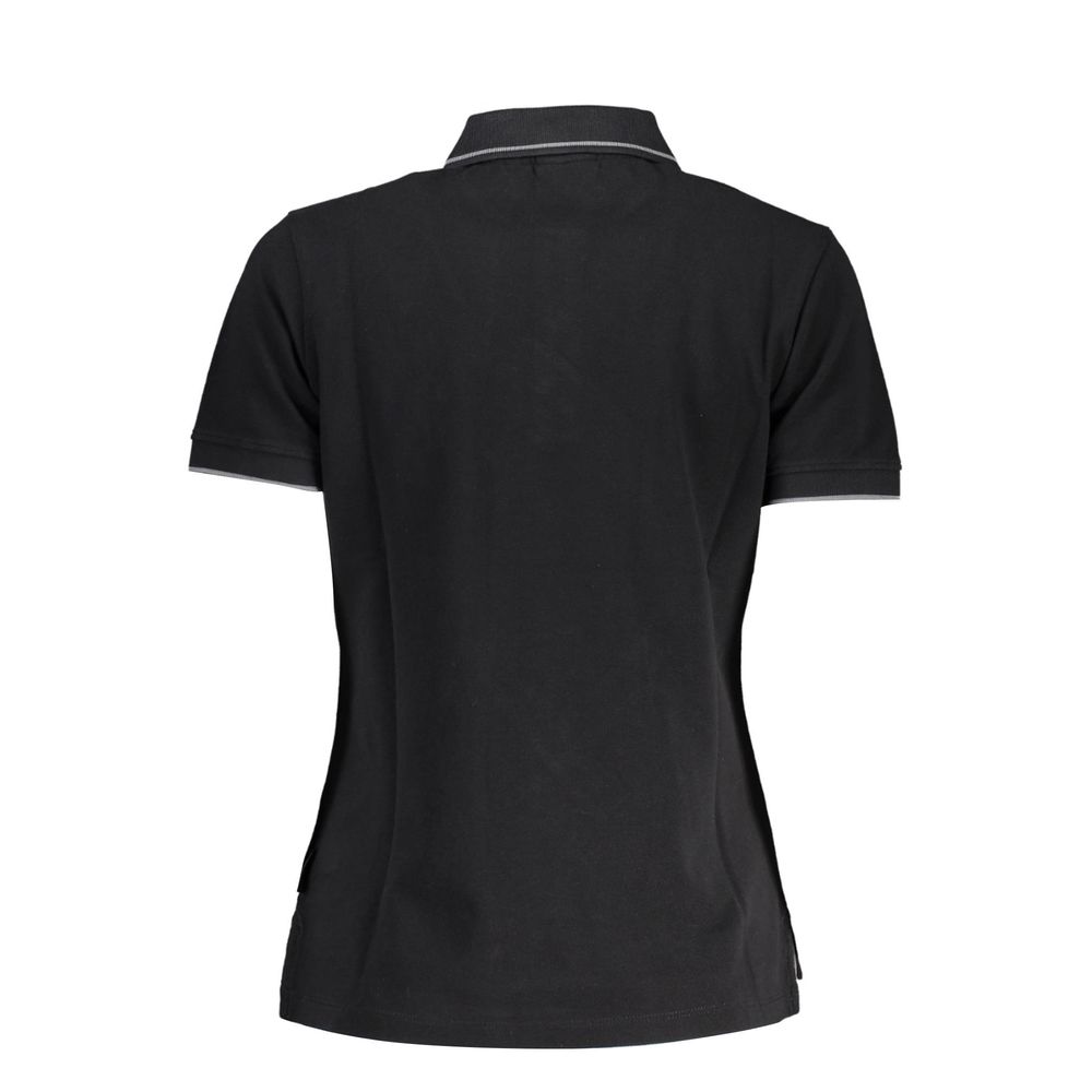 Schwarzes Poloshirt aus Baumwolle für Damen