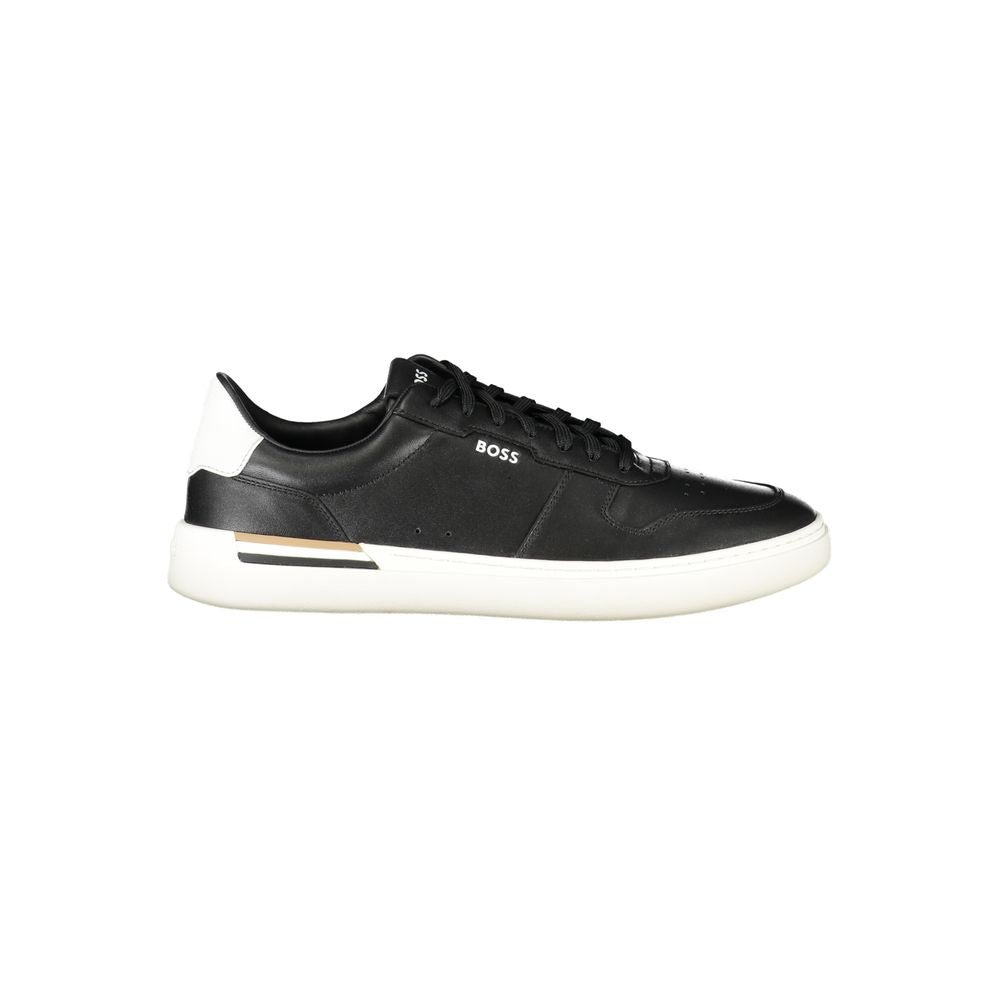 Schwarze Leder Herren Sneaker