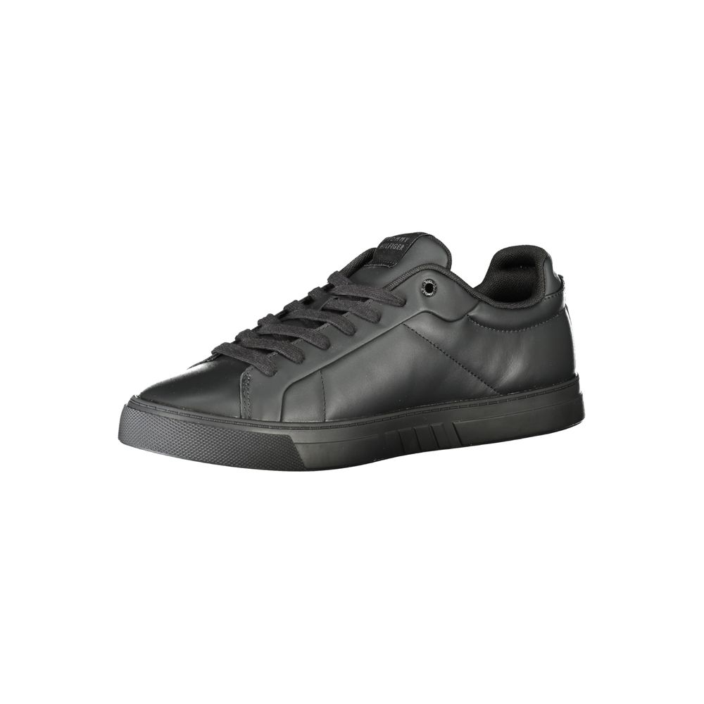 Schwarze Leder Herren Sneaker