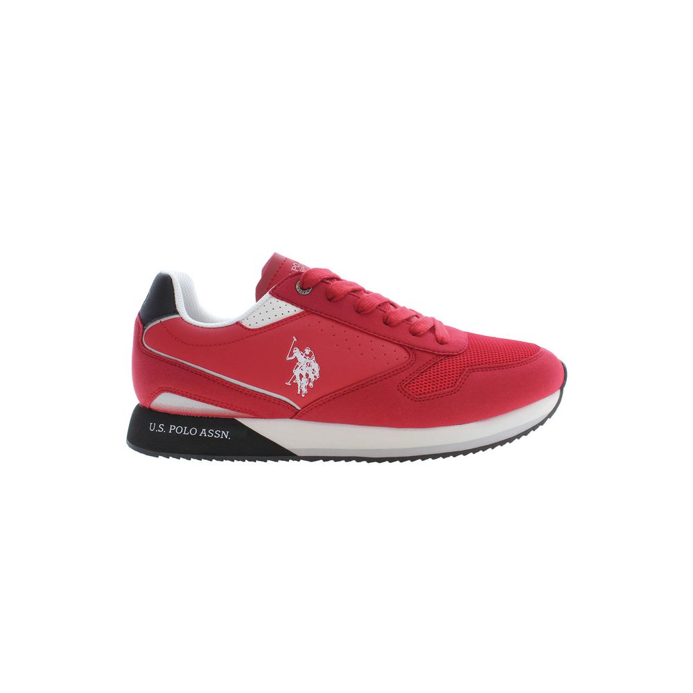 Red Polyester Men Sneaker