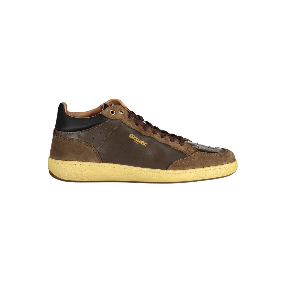 Sneaker da uomo in pelle marrone