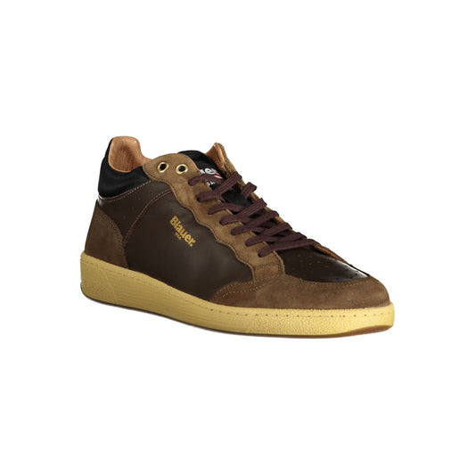 Sneaker da uomo in pelle marrone