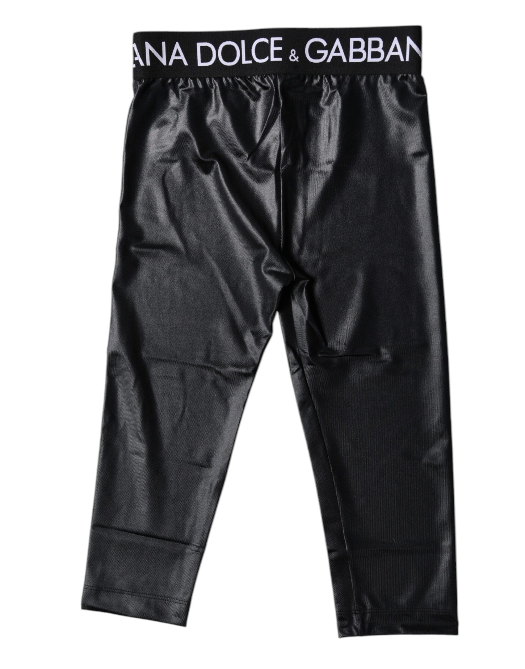 Dolce & Gabbana Black Logo Nylon Cropped Tights Pants Underwear