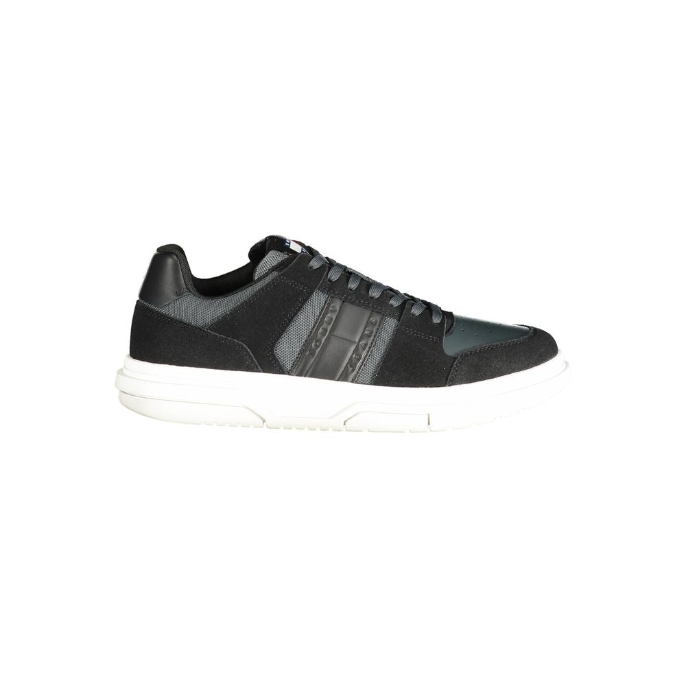 Schwarze Leder Herren Sneaker