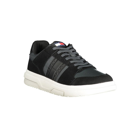 Schwarze Leder Herren Sneaker