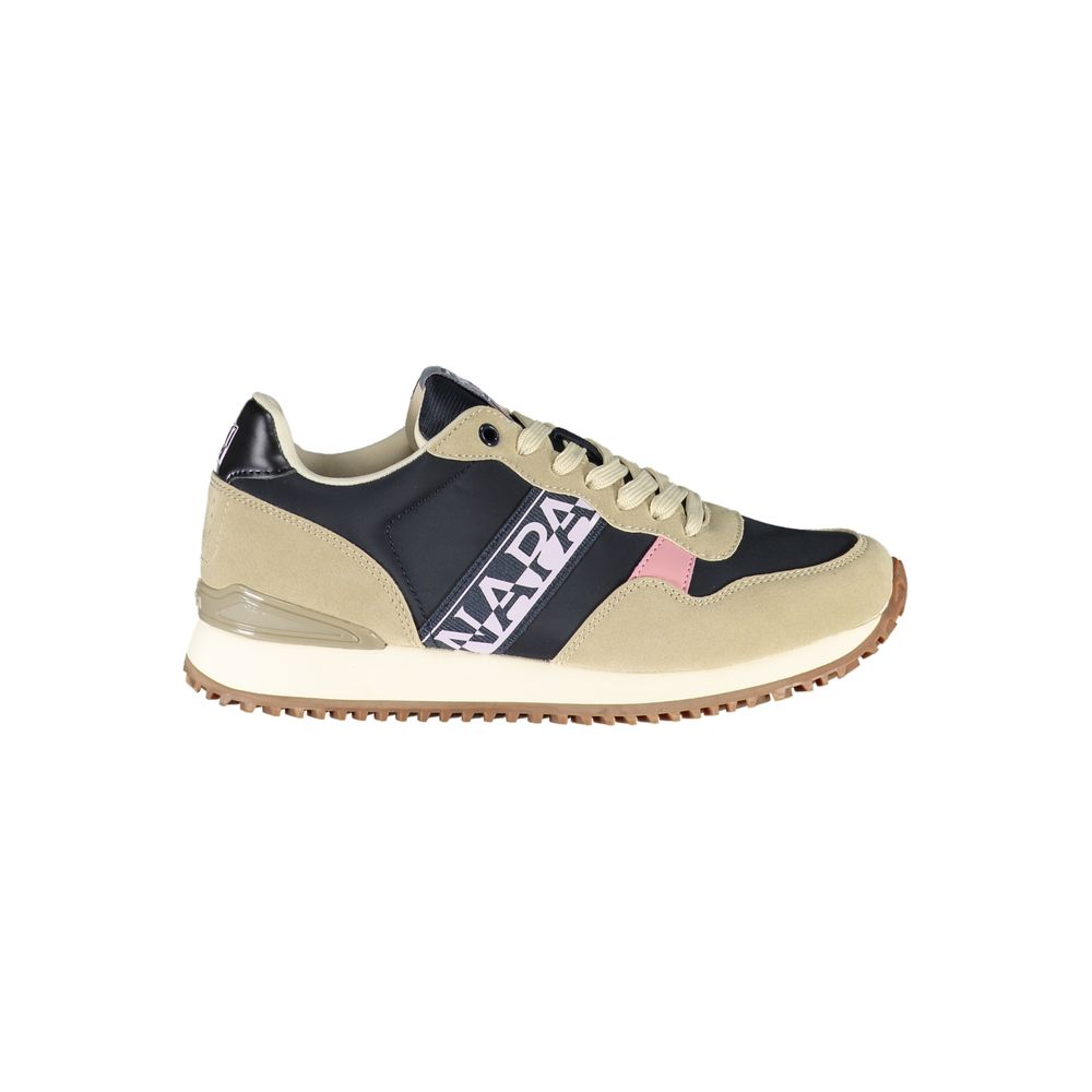 Sneakers beige con lacci e dettagli a contrasto