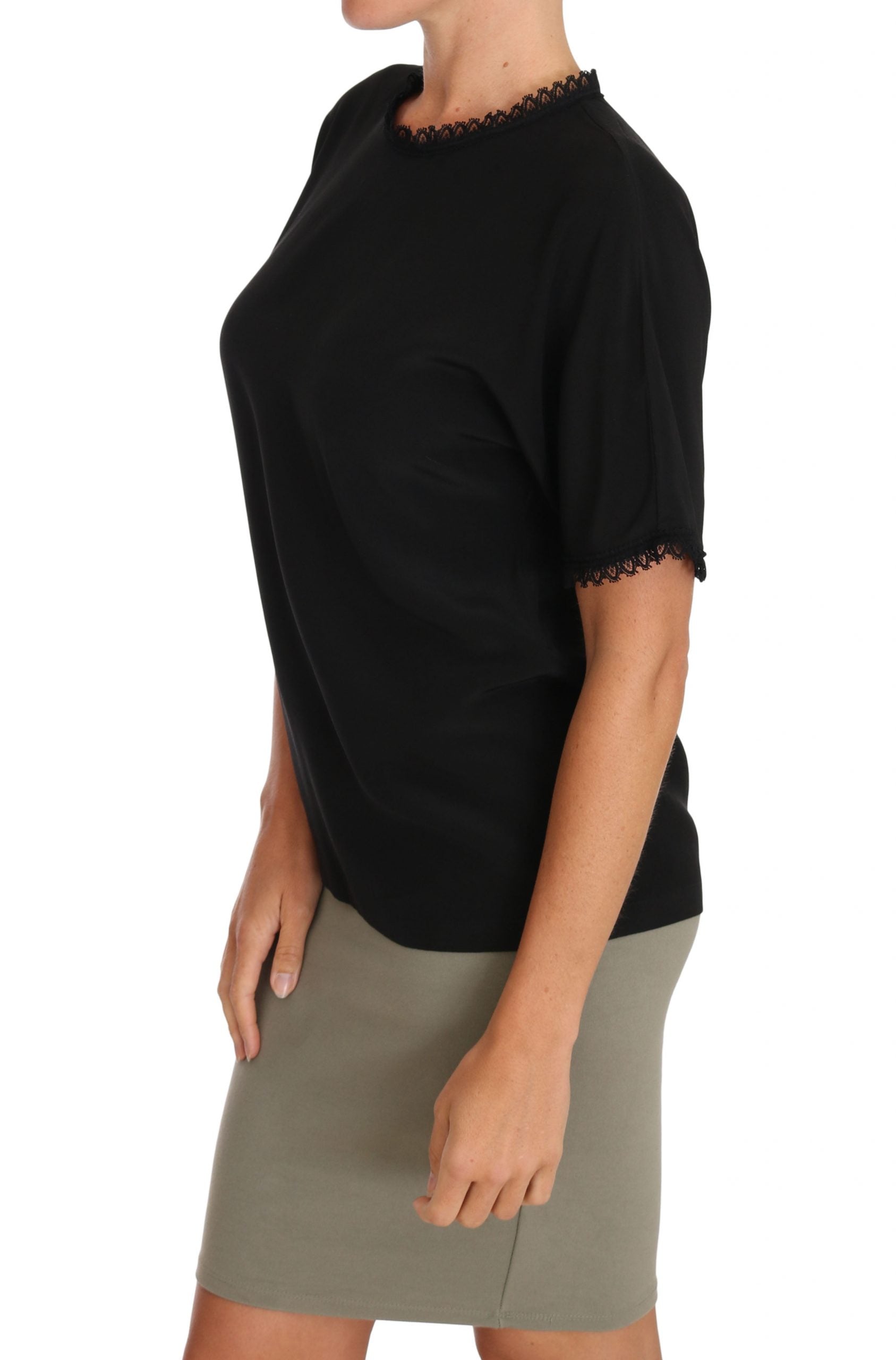Elegante Seidenbluse mit Spitzendetails