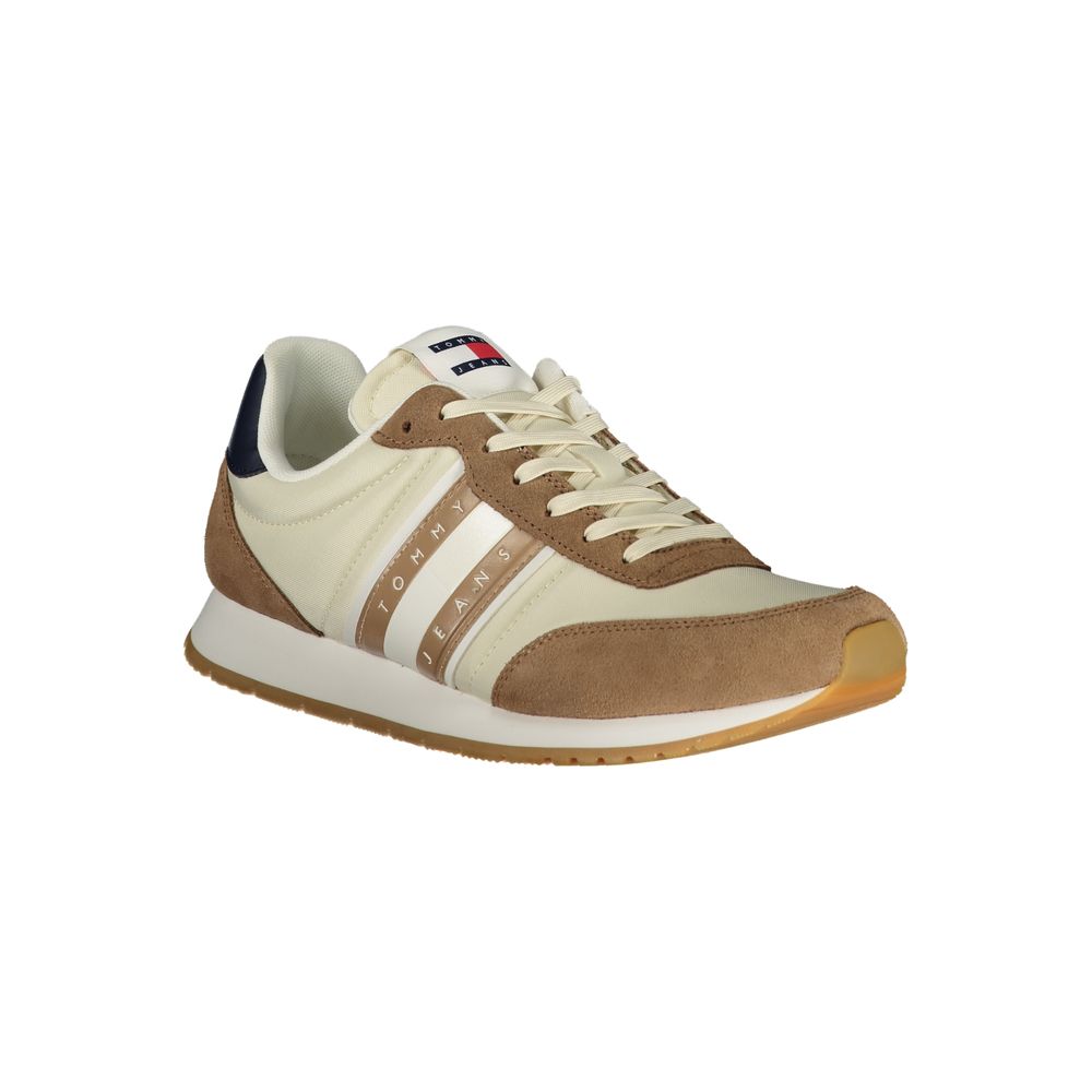 Sneaker da uomo in pelle beige